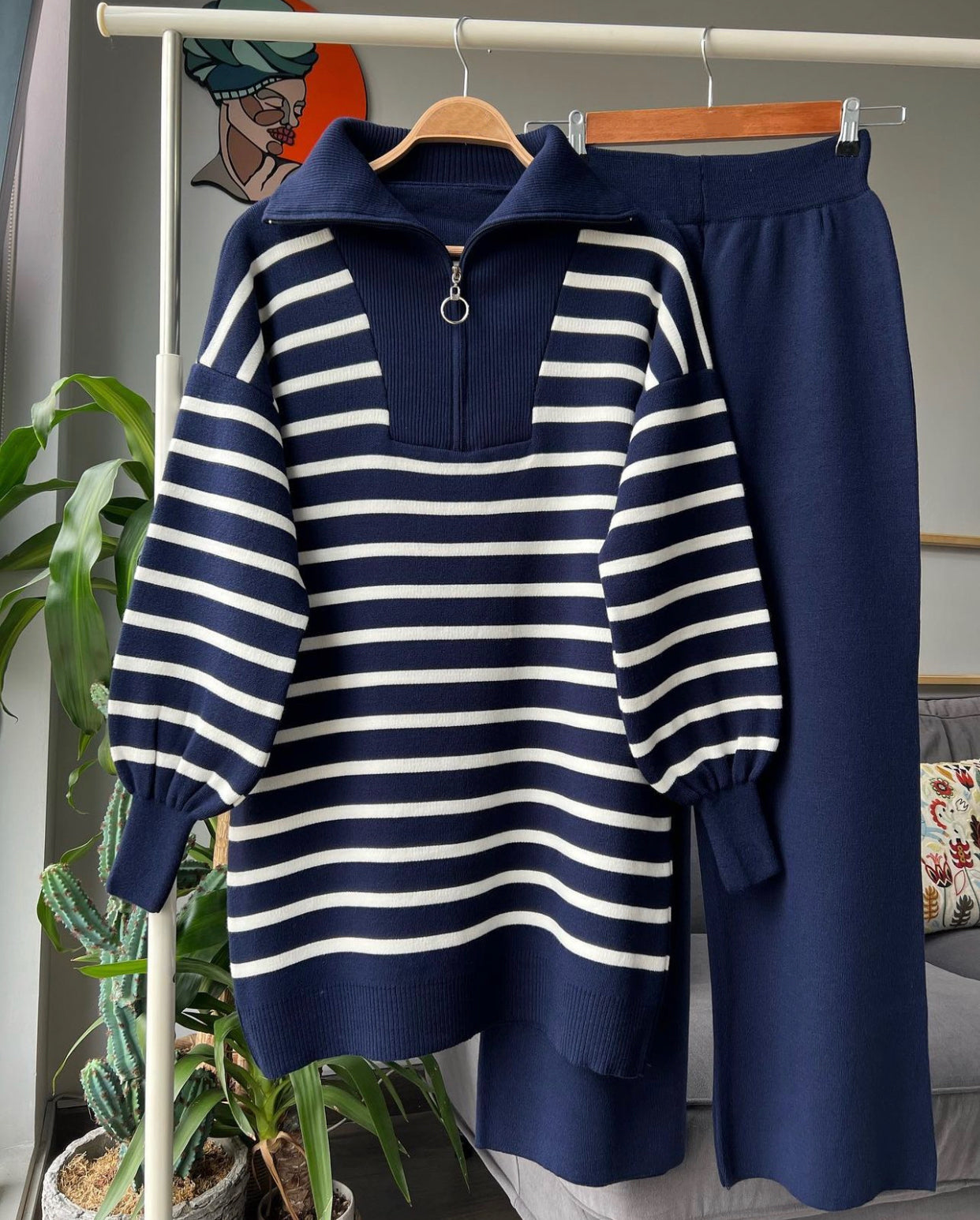 Navy Striped Set